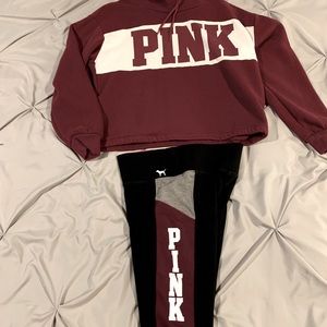Pink Leggings with matching sweatshirt size